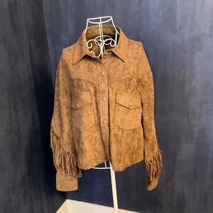 BLANK NYC Hot Cocoa Fringe Jacket (could be a top too!) READ COMPLETE LISTING.